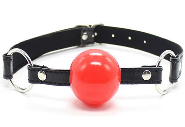 Red ball gag with leather strap
